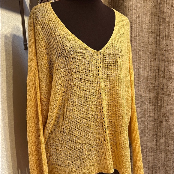 Becaal, elegant buttercup yellow long sleeve crochet cardigan blouse. Size L. - Picture 1 of 17